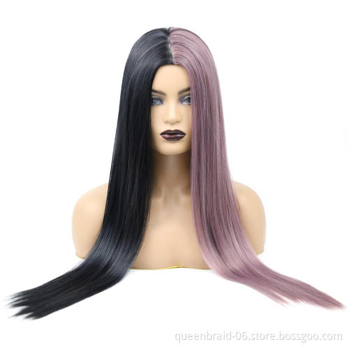 Headdress series long and short straight curved multicolor synthetic wig synthetic front lace wig